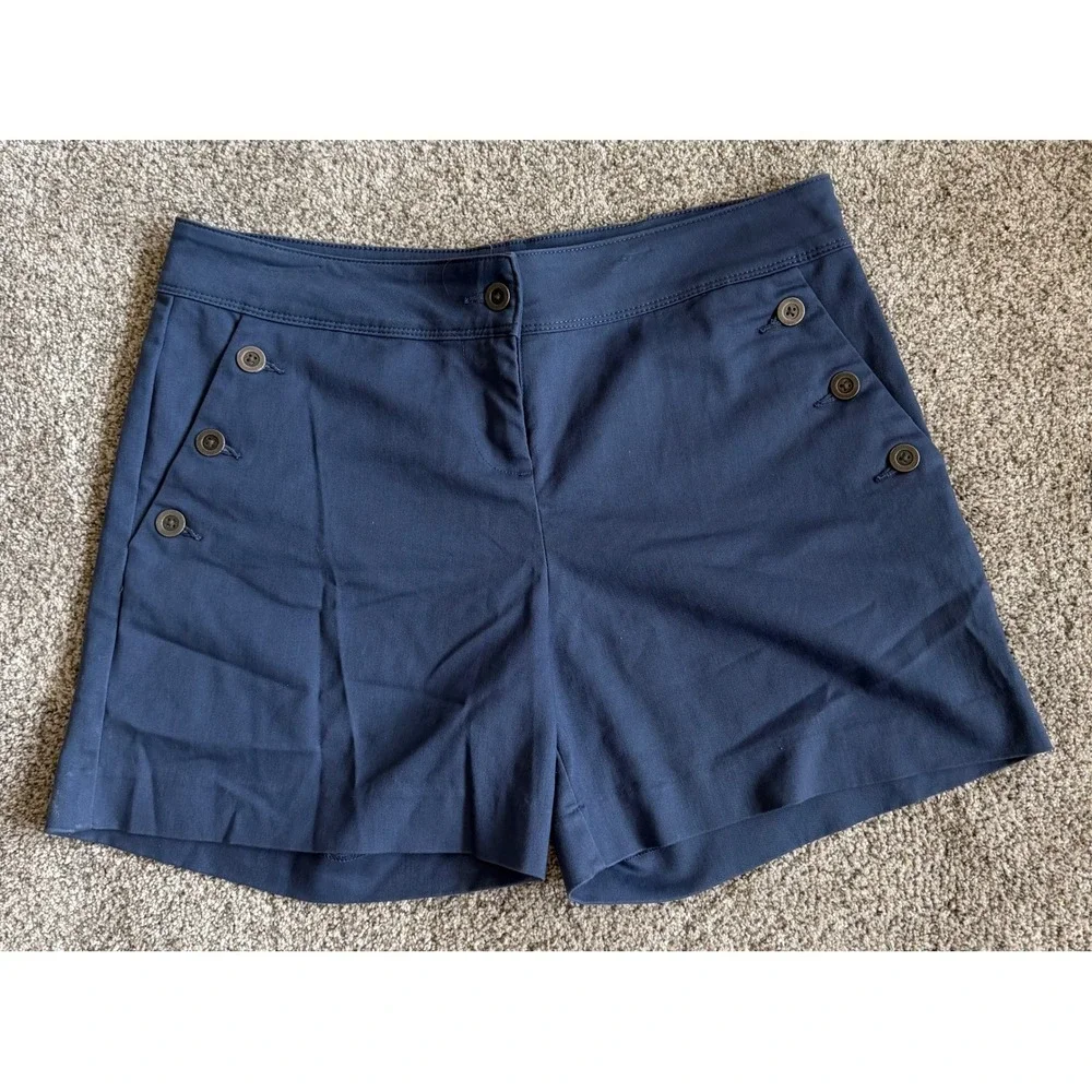 Isaac Mizrahi New York Navy Blue Sailor Shorts Womens 12 Stretch Cotton Nautical
